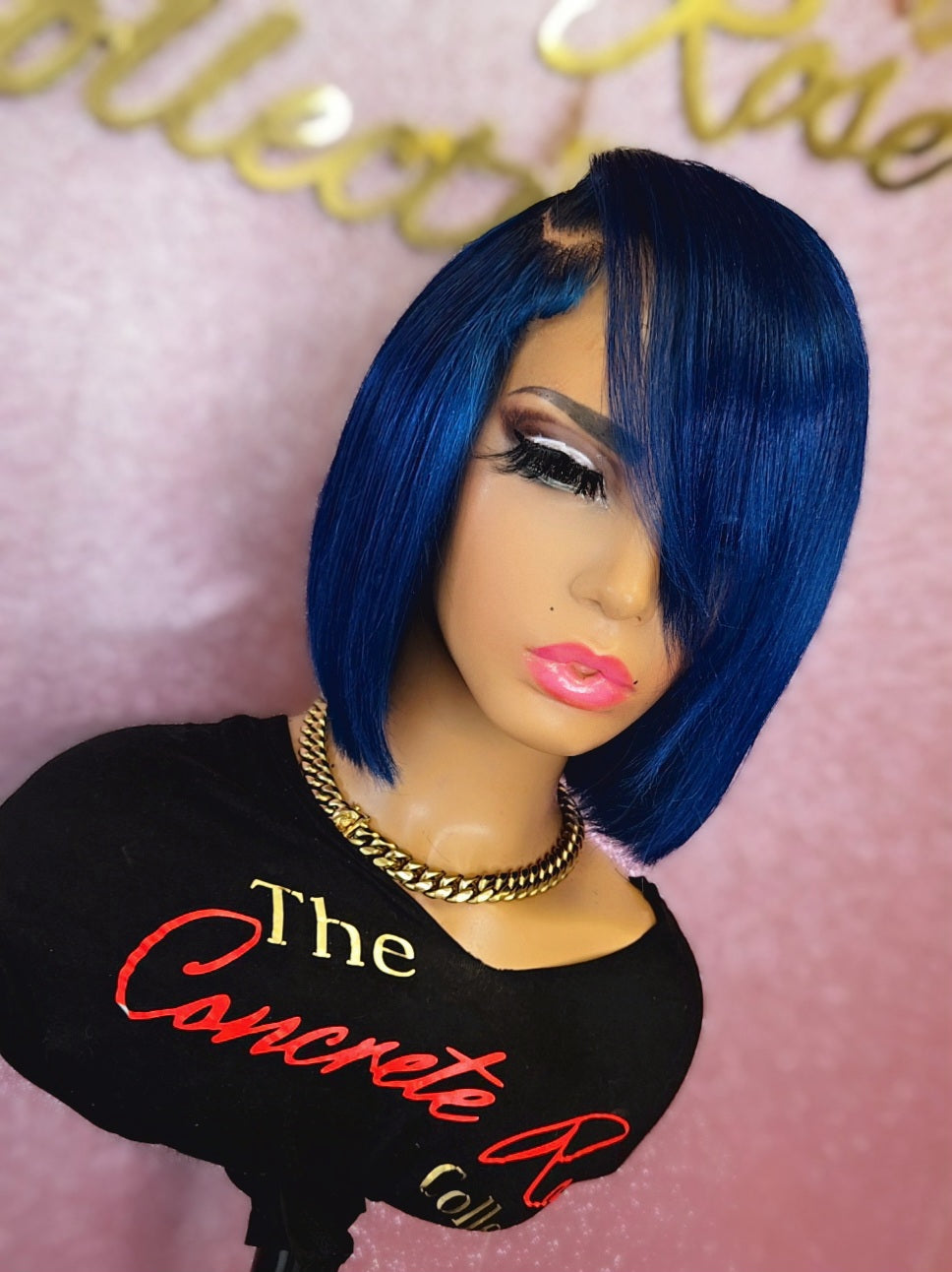 Blue 5x5 Closure Bob Wig