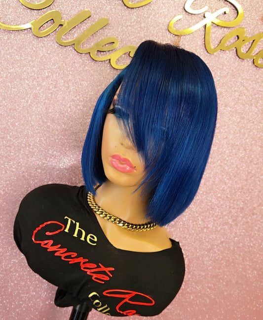 Blue 5x5 Closure Bob Wig
