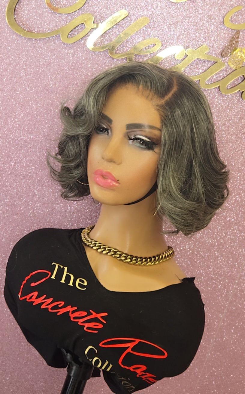 Glueless Salt and Pepper  5x5 Closure Wig