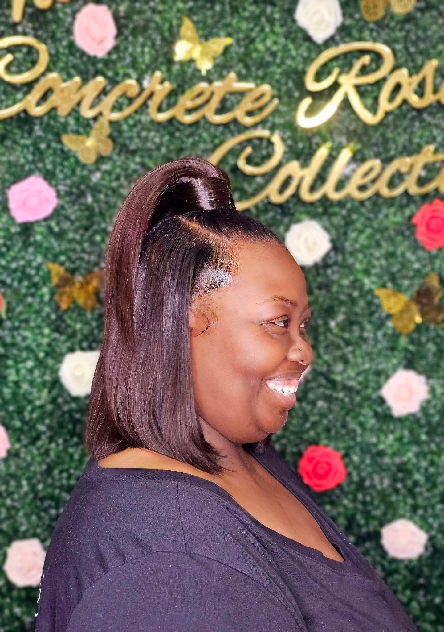 Bonded (Glue Adhesive) Half Up, Half Down Style