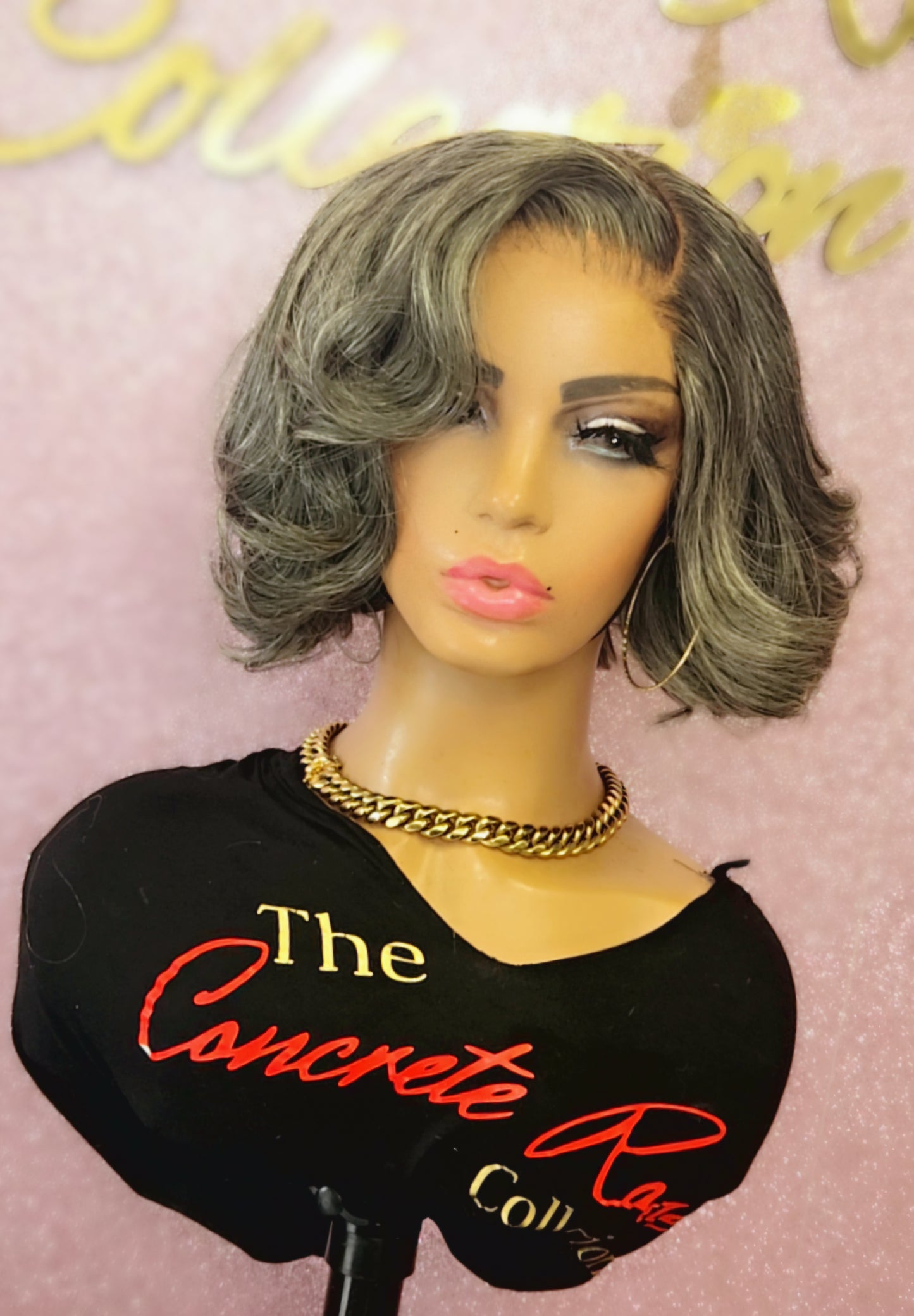 Glueless Salt and Pepper  5x5 Closure Wig