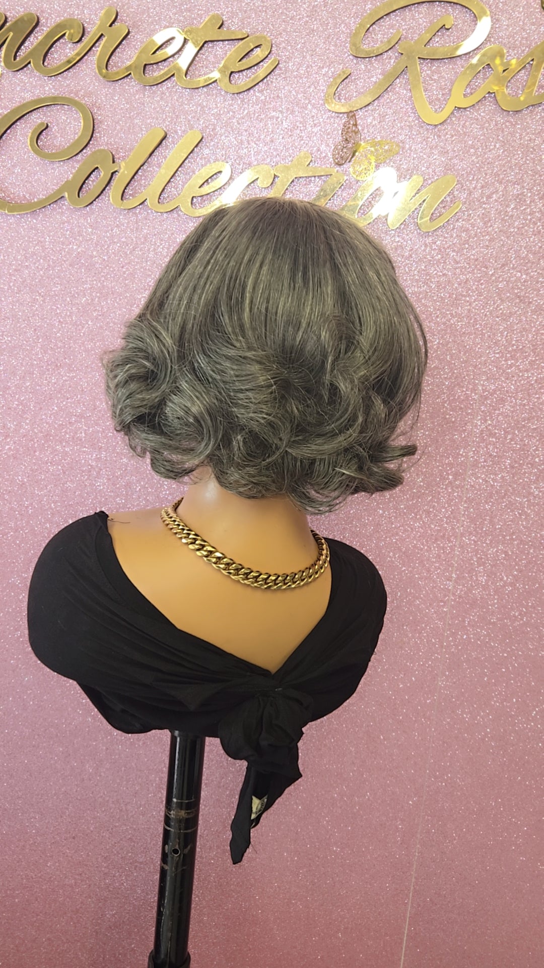 Glueless Salt and Pepper  5x5 Closure Wig