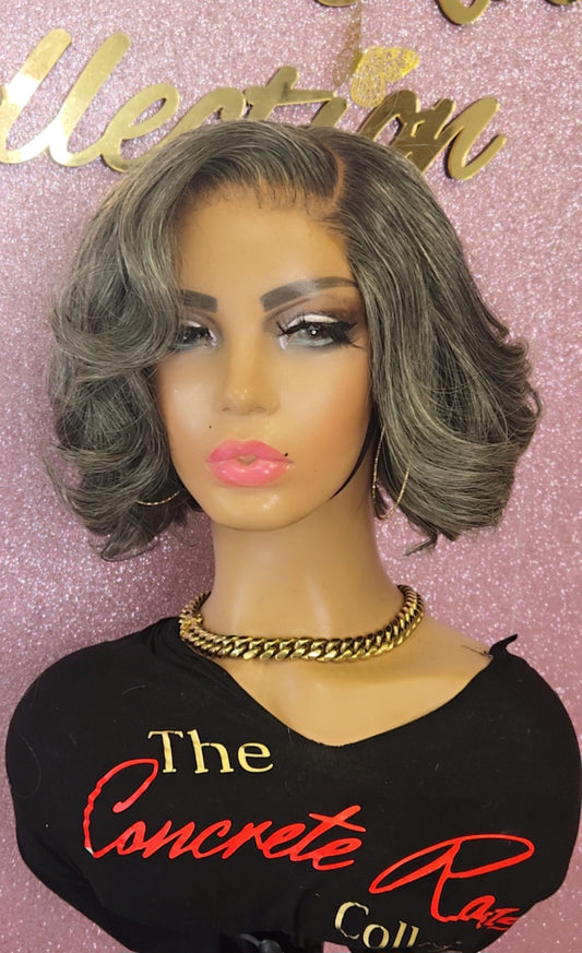 Glueless Salt and Pepper  5x5 Closure Wig