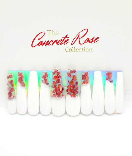 White w/ Red Hearts Set